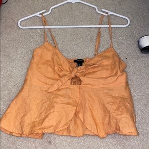 FOREVER 21 ORANGE TIE CROP TOP